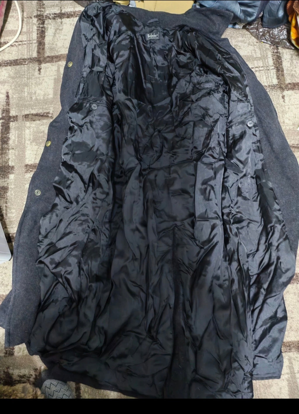 Vintage wool blended classic charcoal belted over coat 44R 44S