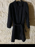 Vintage classic 100% Pure Cashmere black belted long over coat 48R 48S XL