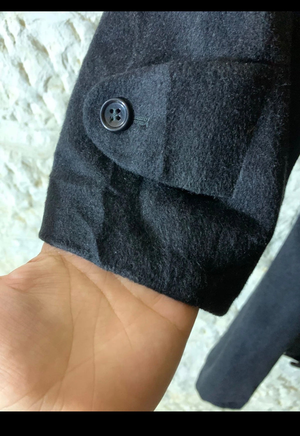 Vintage classic 100% Pure Cashmere black belted long over coat 48R 48S XL