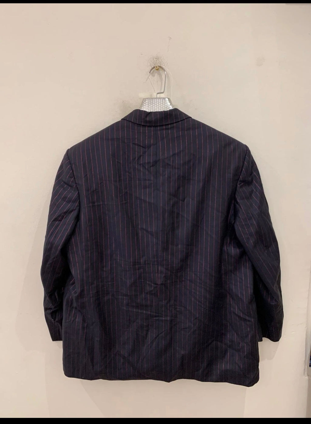 Vintage Dolzer classic superfine pure wool navy striped suit 46R 46S XL