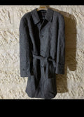 Vintage Lord pure wool handwoven tweed belted charcoal over coat 48R 48L XL