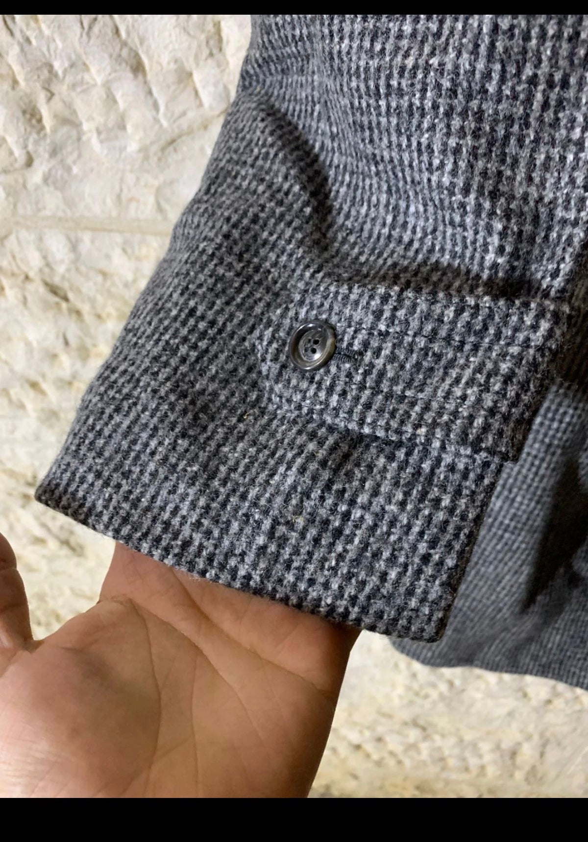 Vintage Lord pure wool handwoven tweed belted charcoal over coat 48R 48L XL