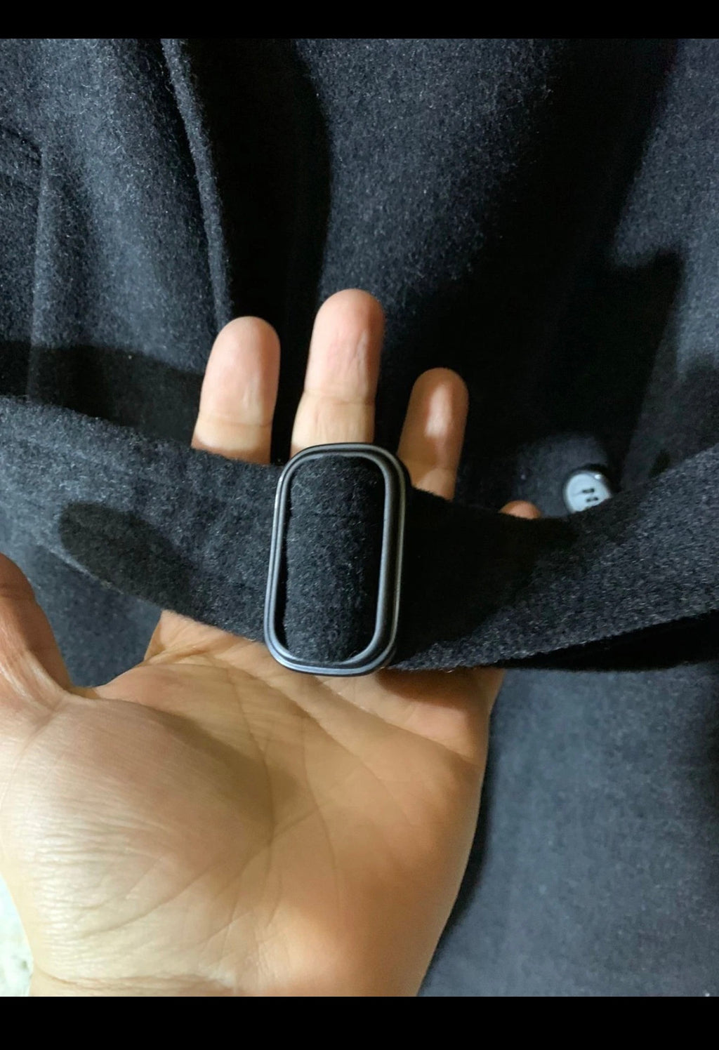 Vintage wool cashmere blend charcoal double breasted belted over coat 46R 46L XL