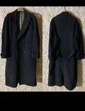 Vintage wool cashmere blend charcoal double breasted belted over coat 48R 48L XL