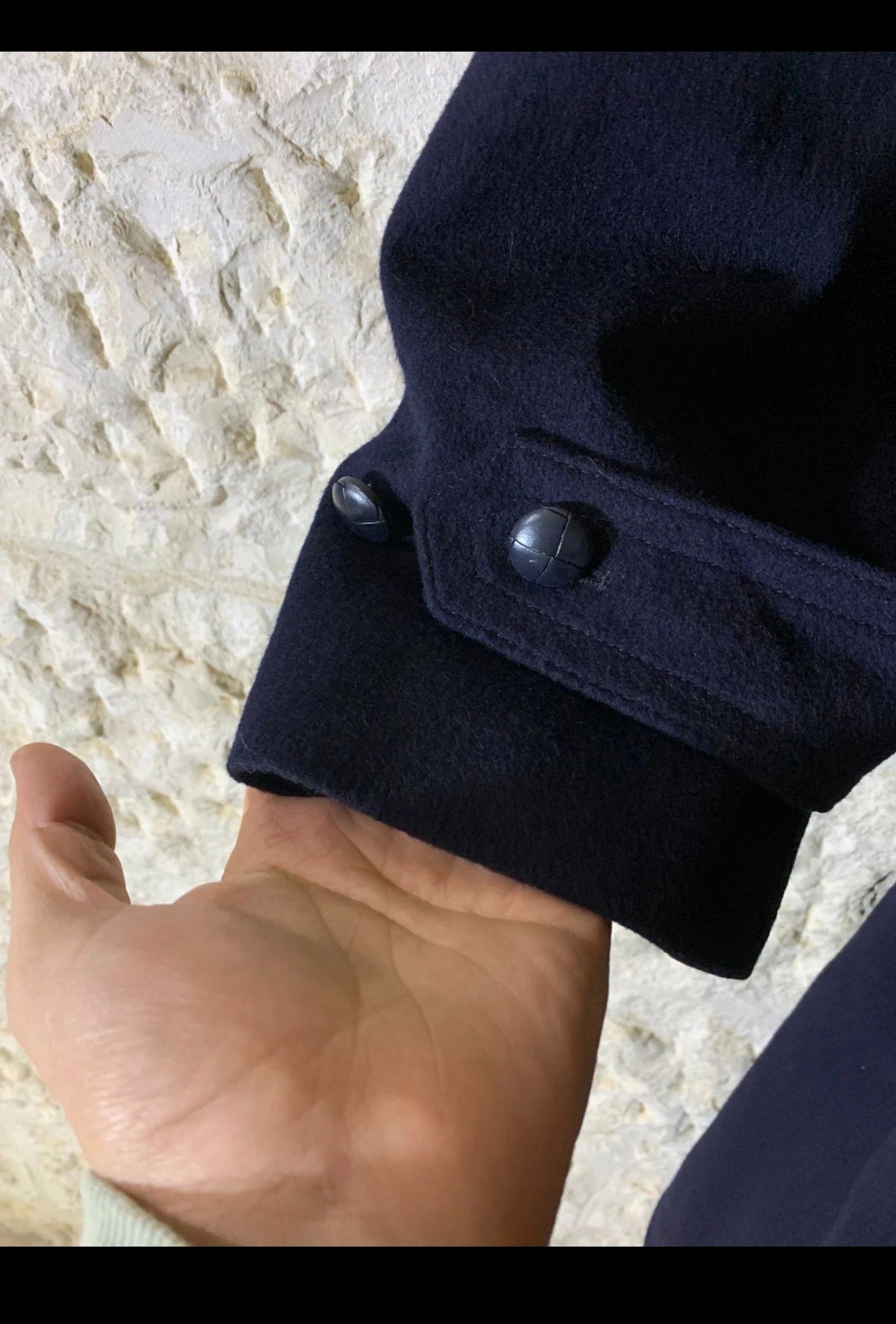 Vintage Lodenfrey pure woollen wool belted navy Loden over coat 52R 2XL