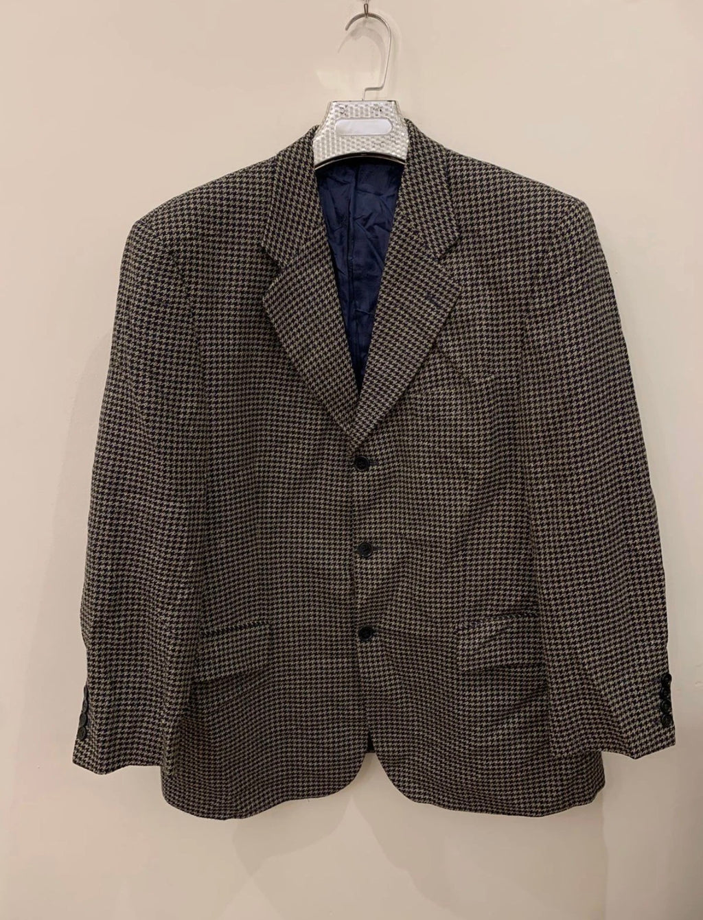 Vintage Valentino Uomo pure wool houndstooth classic jacket blazer 42R