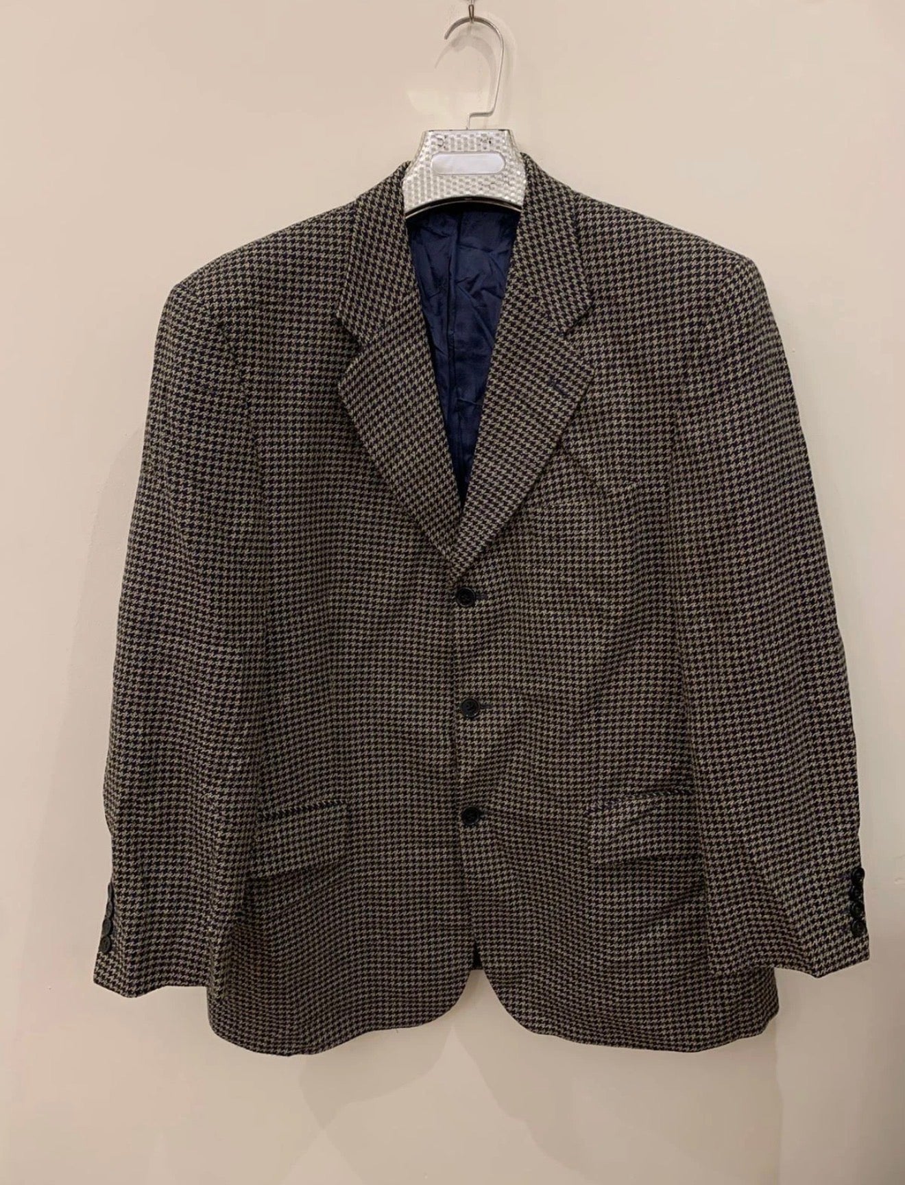 Vintage Valentino Uomo pure wool houndstooth classic jacket blazer 42R