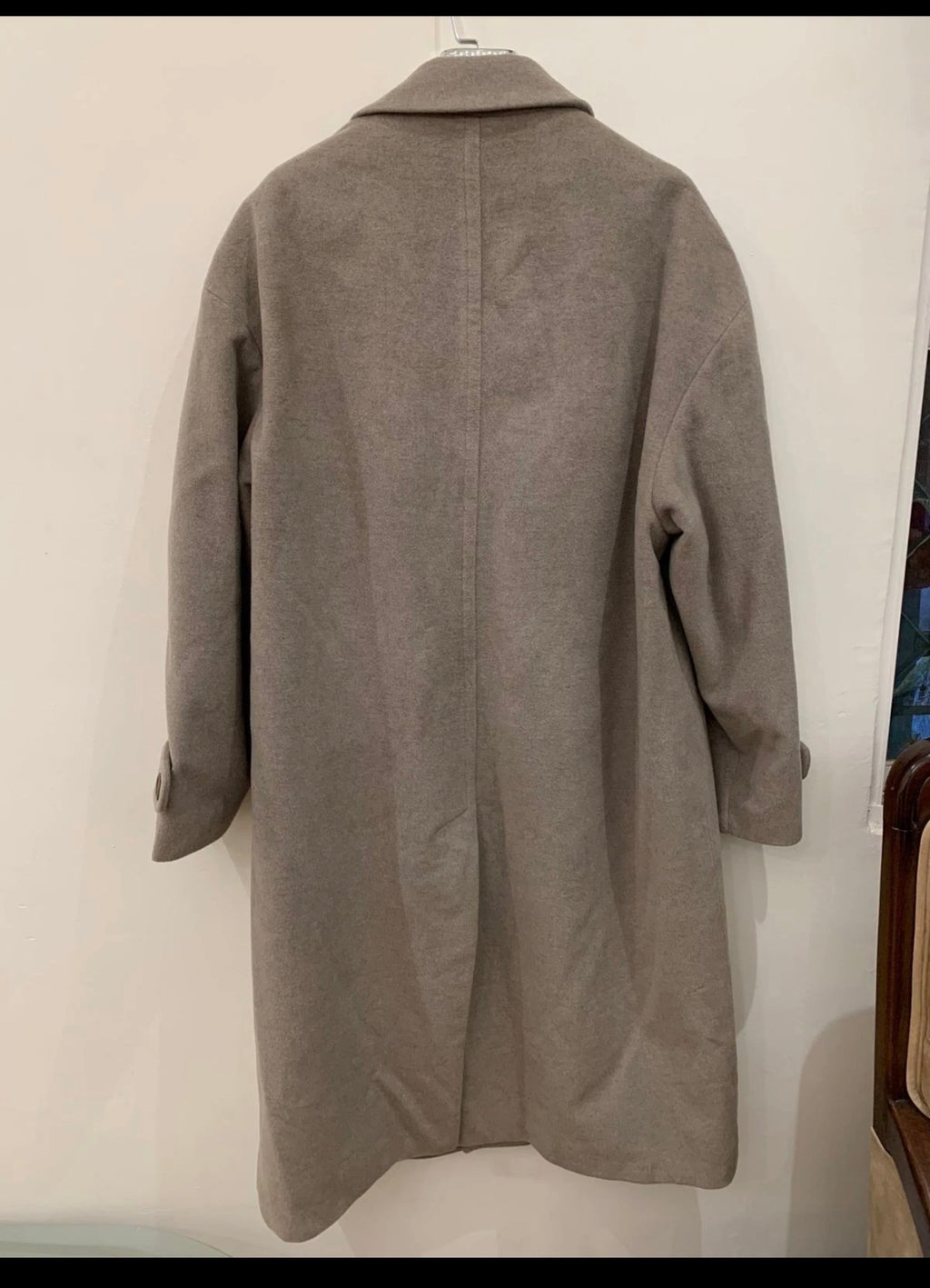 Vintage Hugo Boss classic pure Wool beige long over coat 50R 2XL