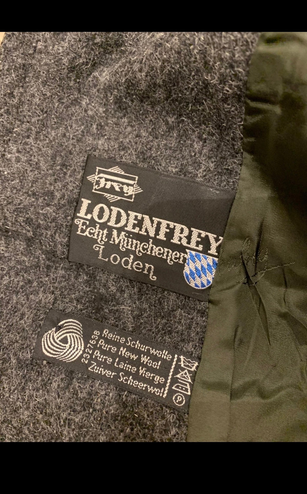 Vintage Lodenfrey pure woollen wool belted charcoal Loden over coat 46R XL