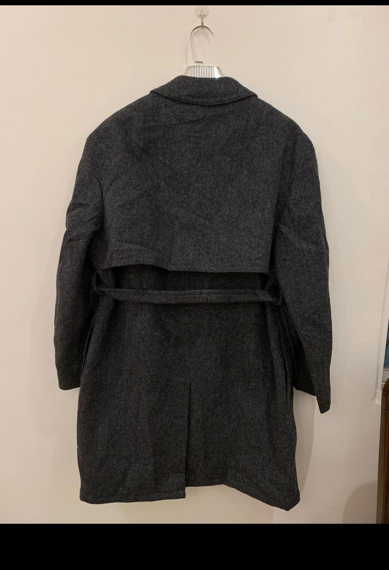 Vintage Lodenfrey pure woollen wool belted charcoal Loden over coat 46R XL