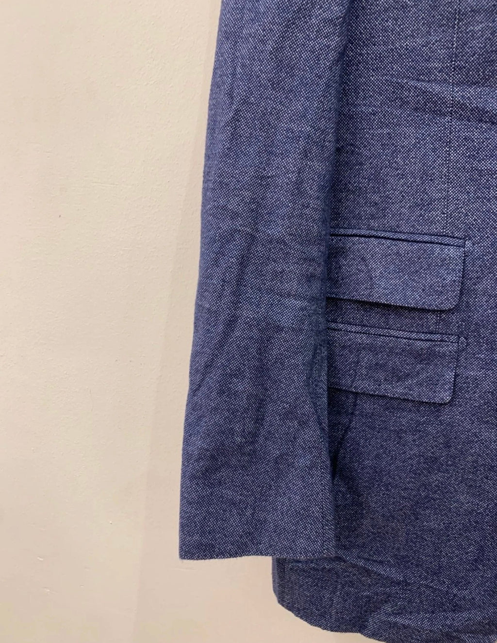 Suitsupply Peak Lapel 100% pure cotton classic blue suit jacket blazer 38L 40L