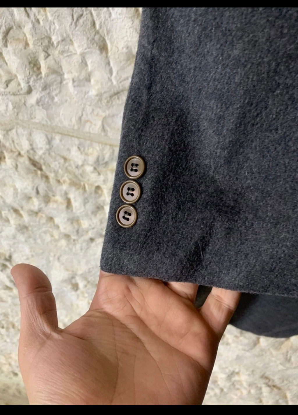 Vintage Wool Cashmere blend classic charcoal Peak Lapel over coat 42R