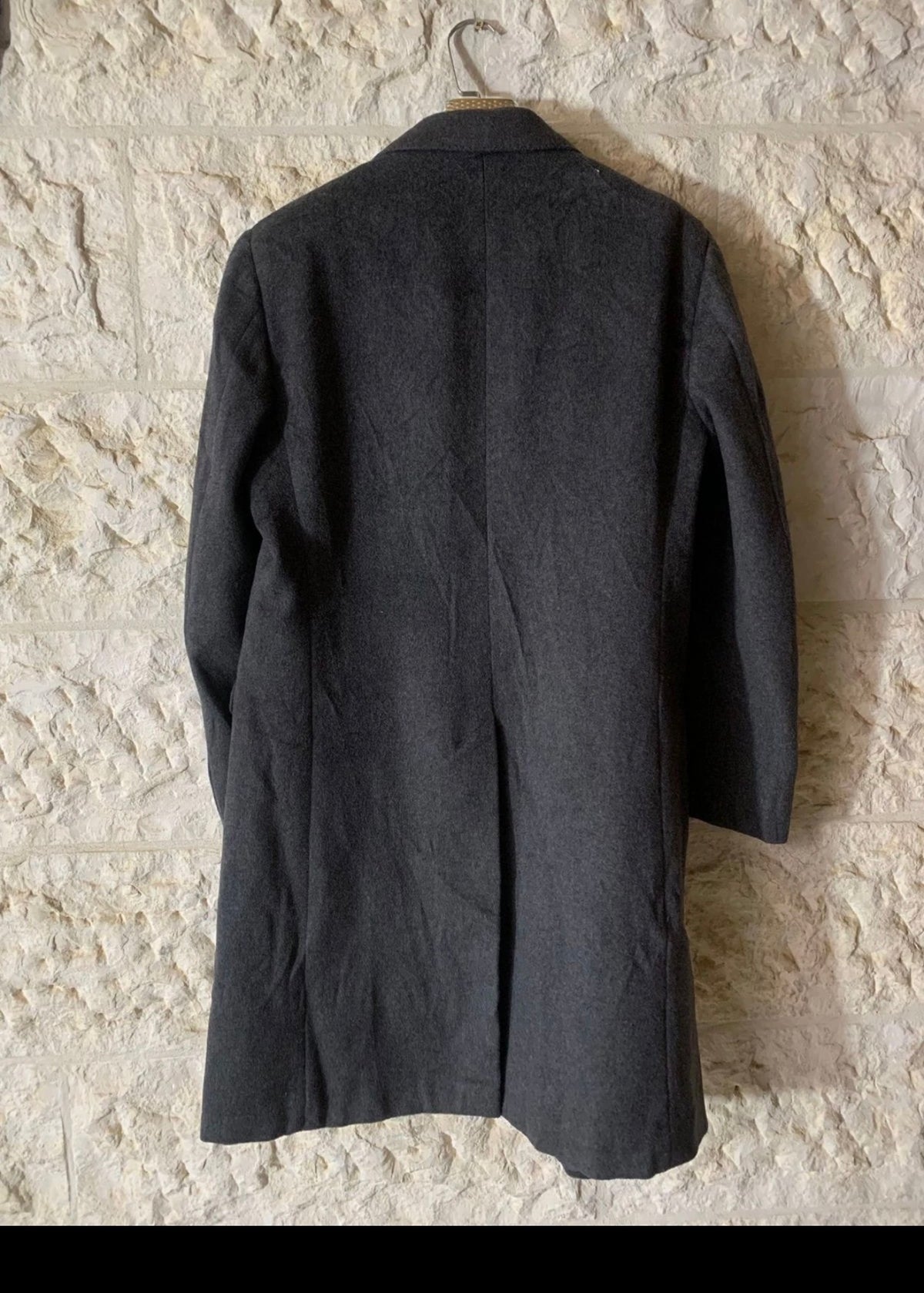 Vintage Wool Cashmere blend classic charcoal Peak Lapel over coat 42R