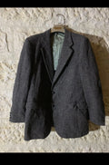 Vintage Harris Tweed pure wool handwoven charcoal hunting jacket blazer 44R 44L