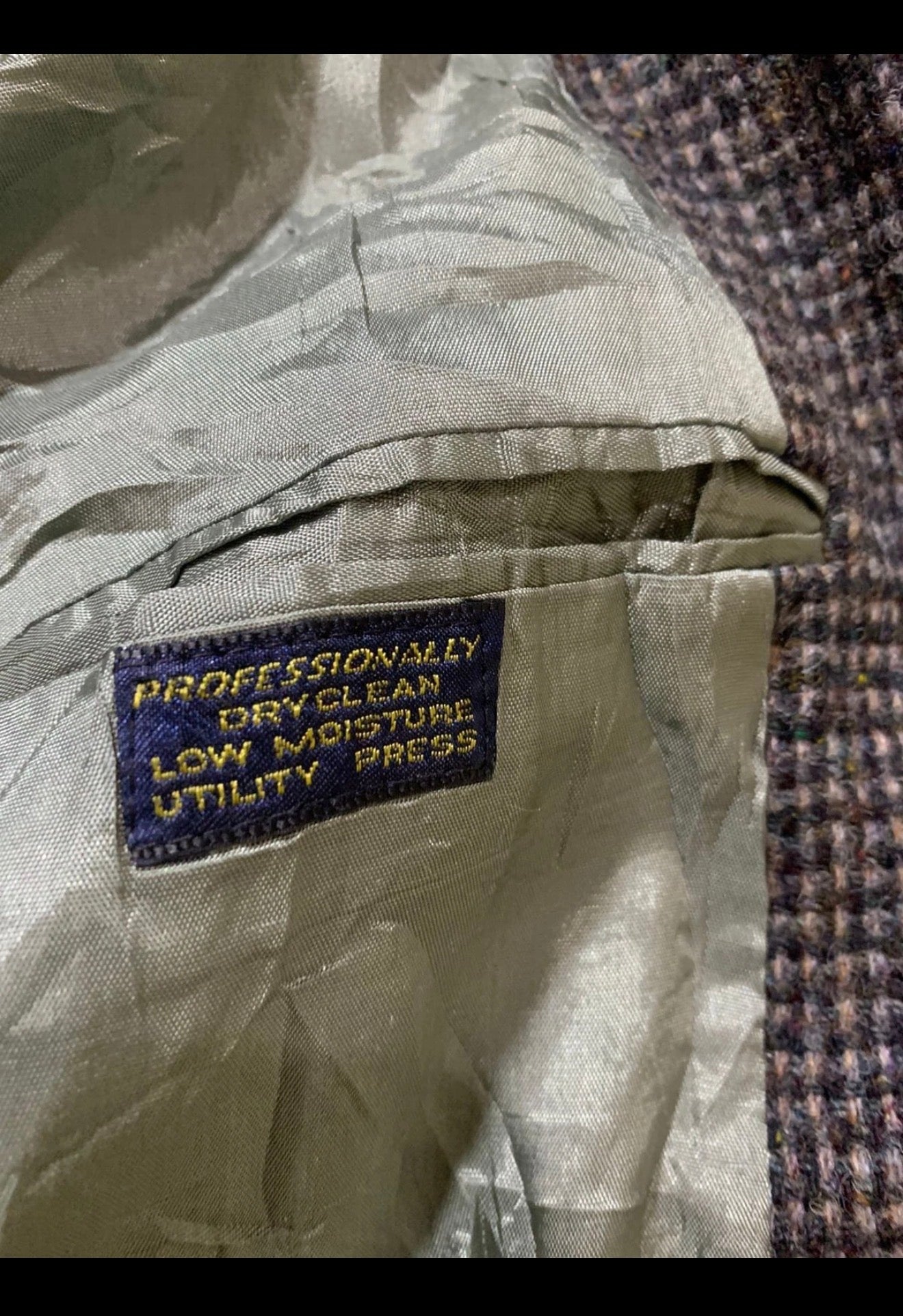 Vintage Harris Tweed pure wool handwoven charcoal hunting jacket blazer 44R 44L