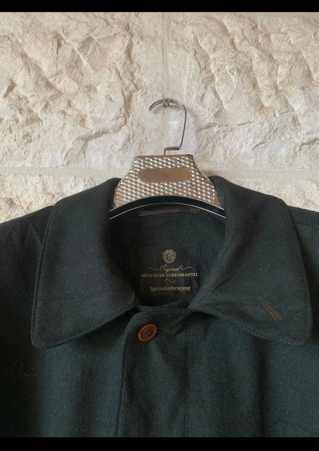 Vintage Loden wool cashmere blend dark green classic over coat 48R XL