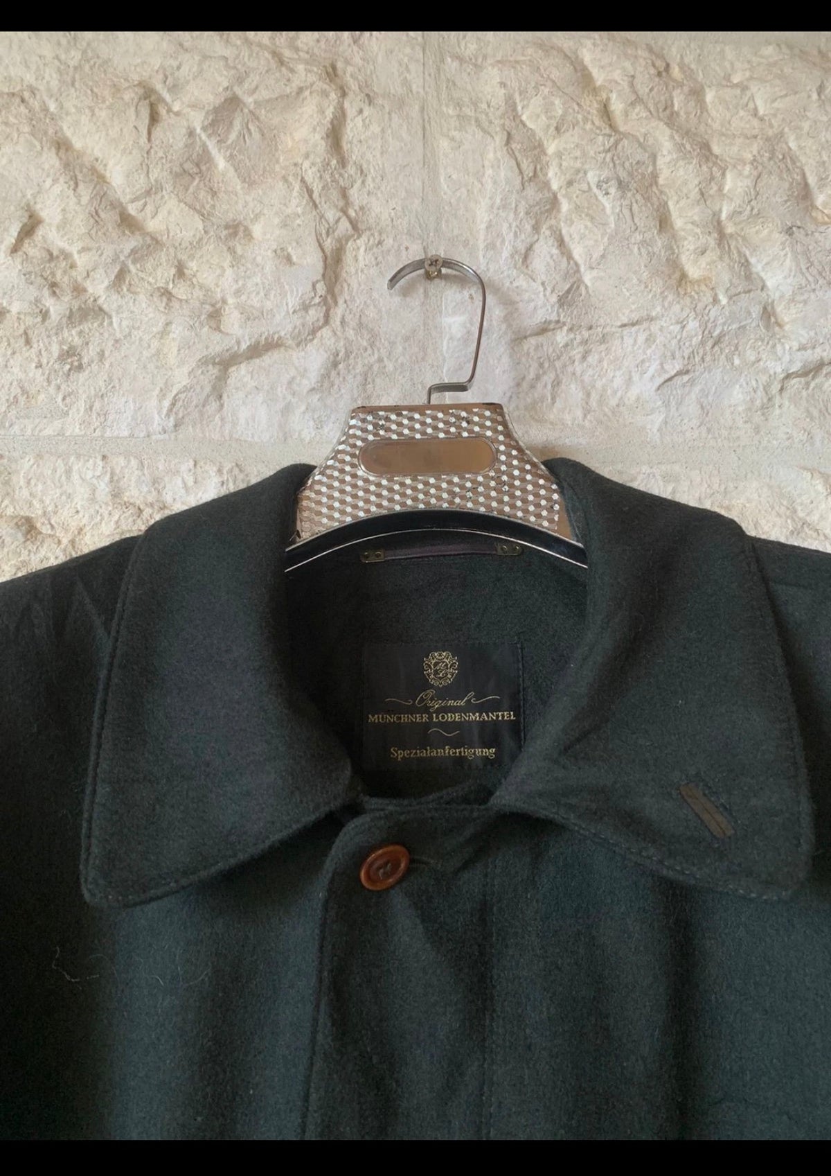 Vintage Loden wool cashmere blend dark green classic over coat 48R XL