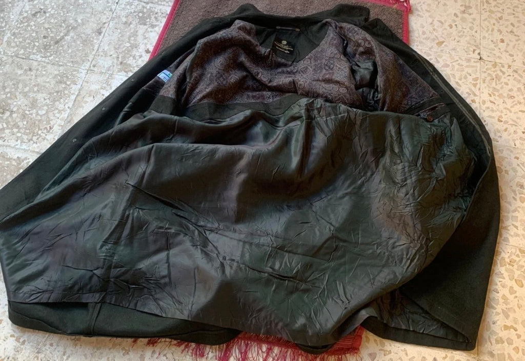 Vintage Loden wool cashmere blend dark green classic over coat 48R XL