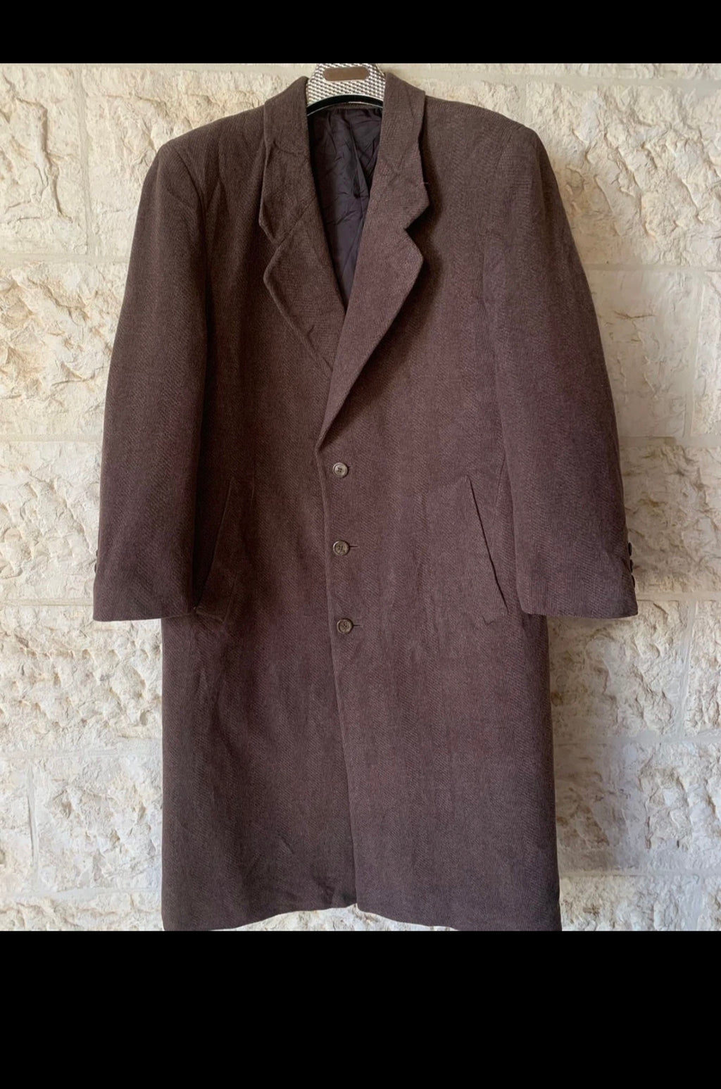 Vintage Yale Genton Merino wool & Lambswool classic brown over coat 48R XL
