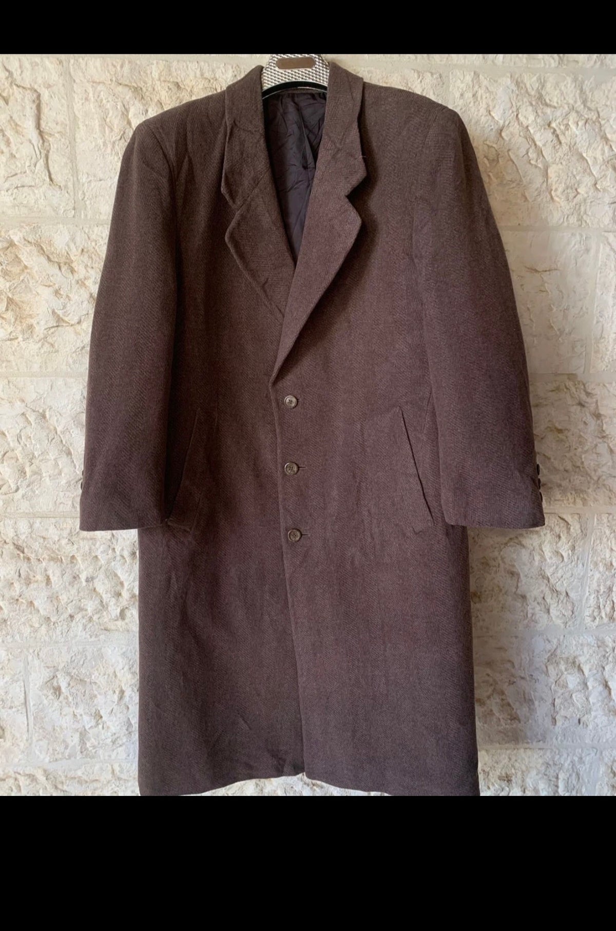 Vintage Yale Genton Merino wool & Lambswool classic brown over coat 48R XL