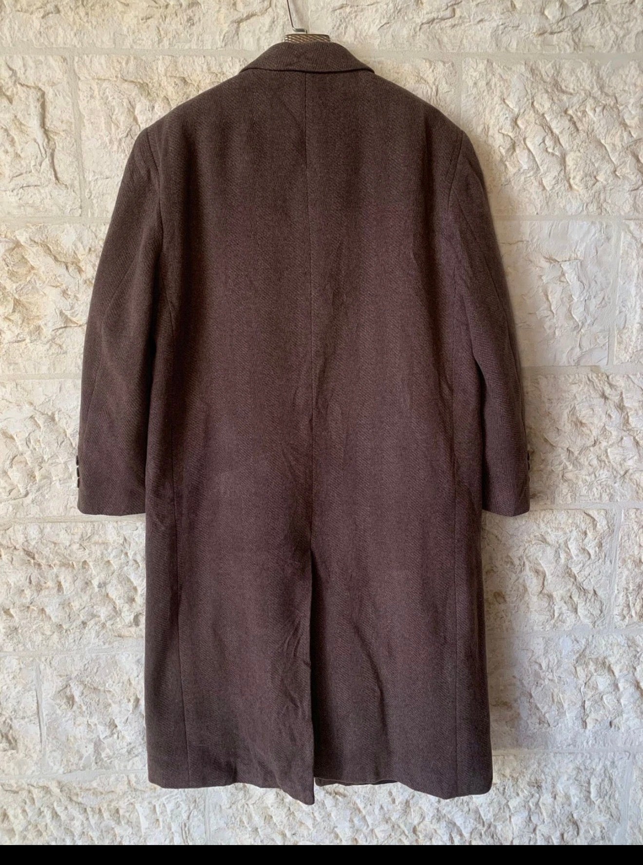 Vintage Yale Genton Merino wool & Lambswool classic brown over coat 48R XL