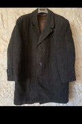 1970s Vintage wool camel hair classic glen check greenish over coat 46R XL