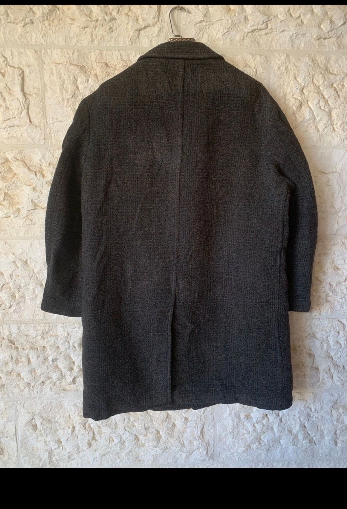 1970s Vintage wool camel hair classic glen check greenish over coat 46R XL