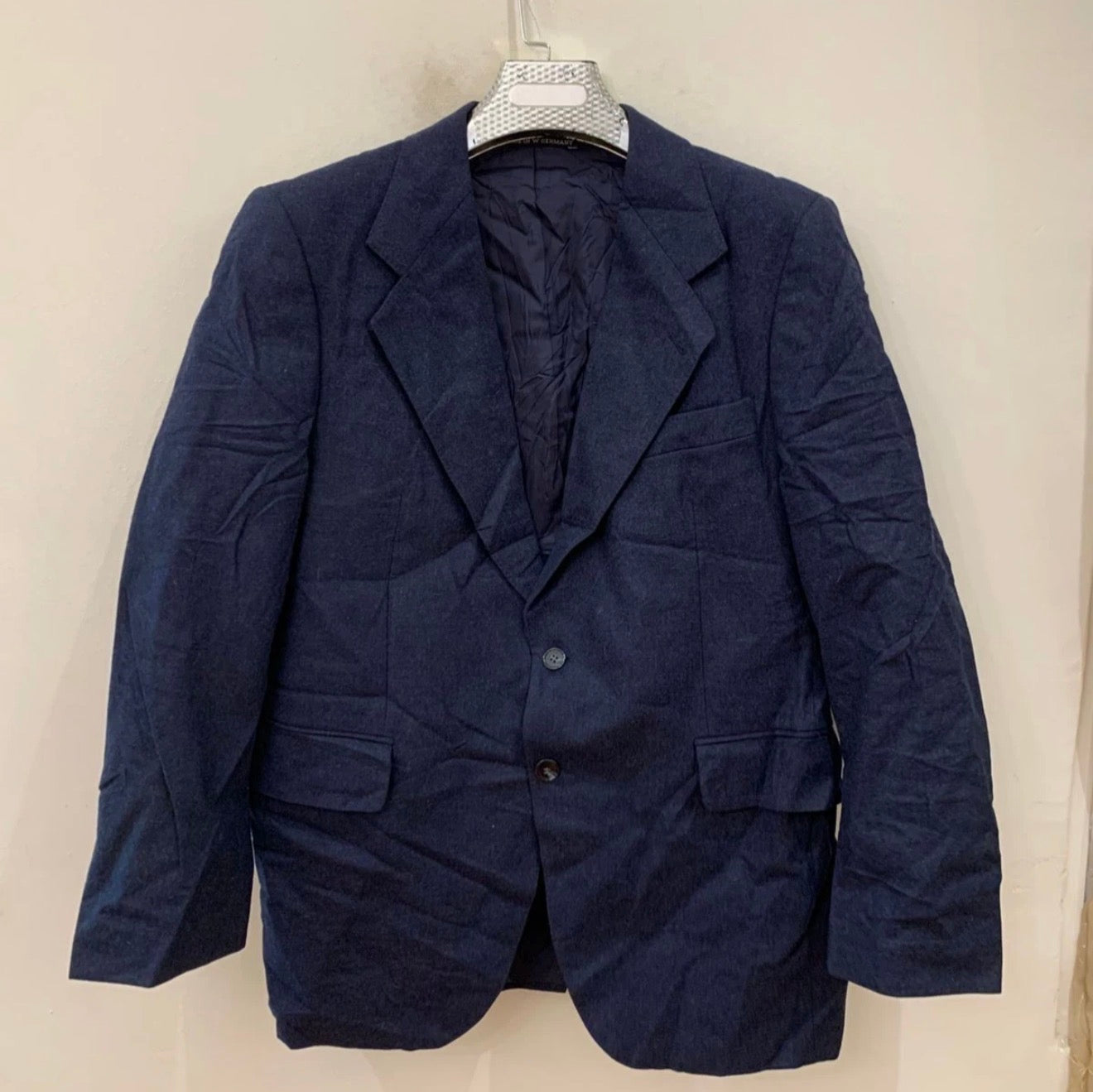 1970s Vintage pure woollen wool classic blue jacket blazer 40R