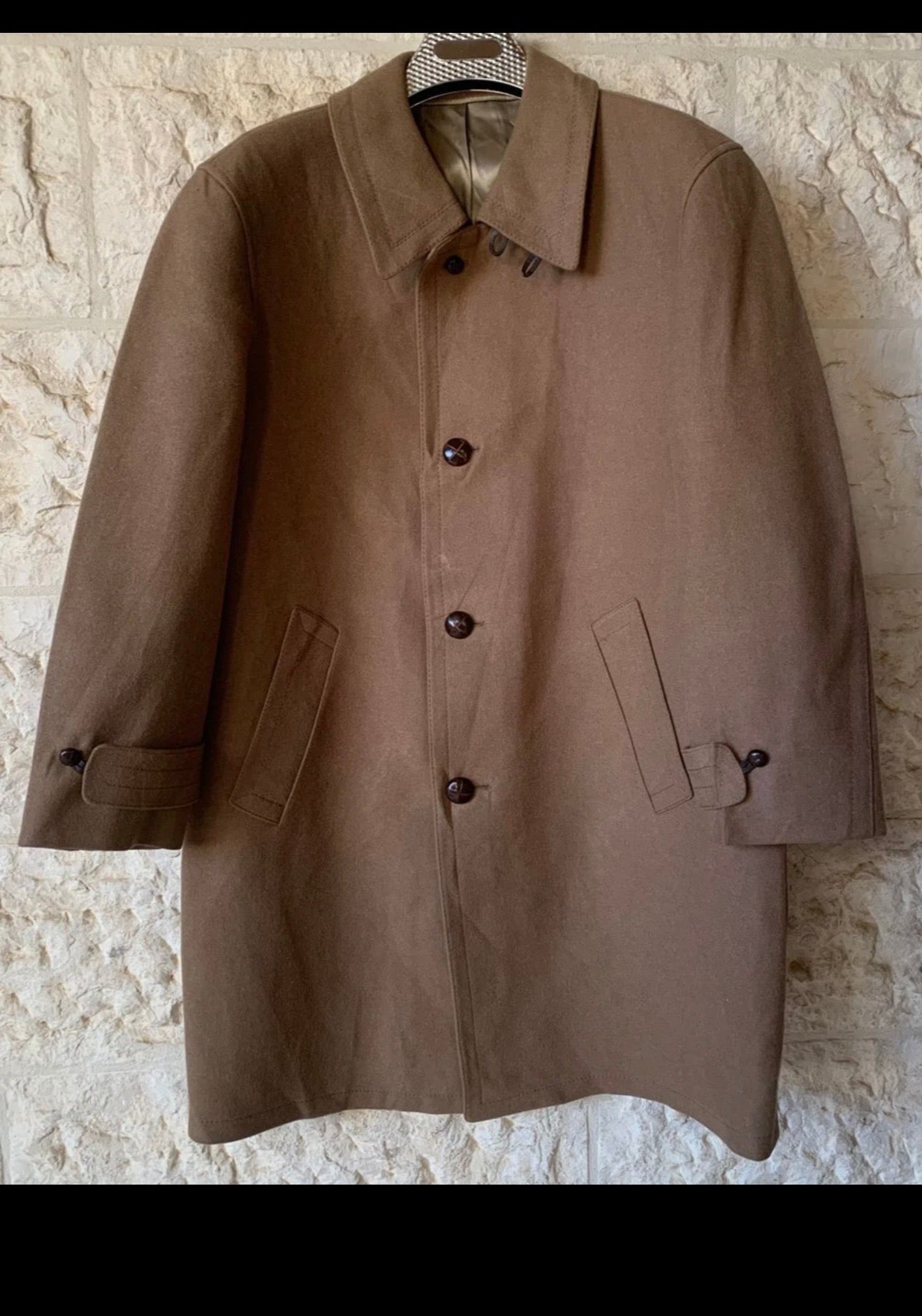 1970s vintage pure woollen wool classic brown top over coat 46R XL