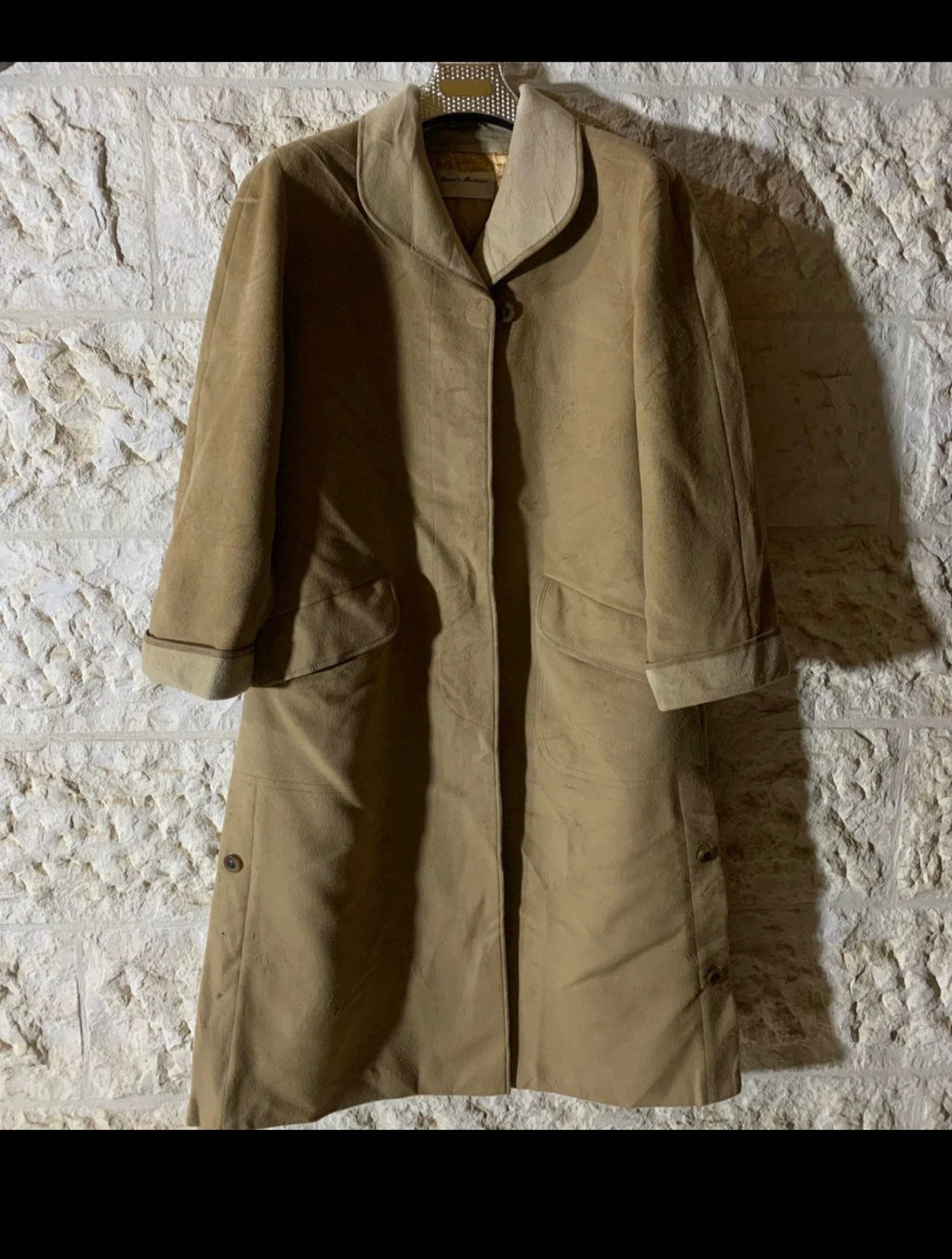 Vintage Merino Wool Cashmere classic camel beige over coat 44 L 14