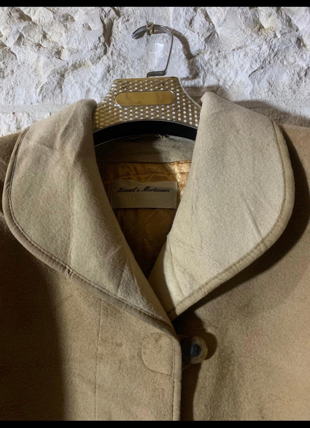 Vintage Merino Wool Cashmere classic camel beige over coat 44 L 14