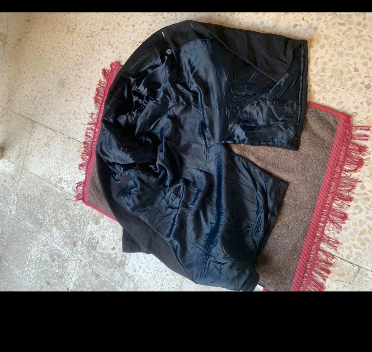 Vintage classic wool blend double breasted black gabardine over coat 44R