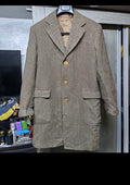Vintage Borrini wool cashmere herringbone classic brown over coat 40R
