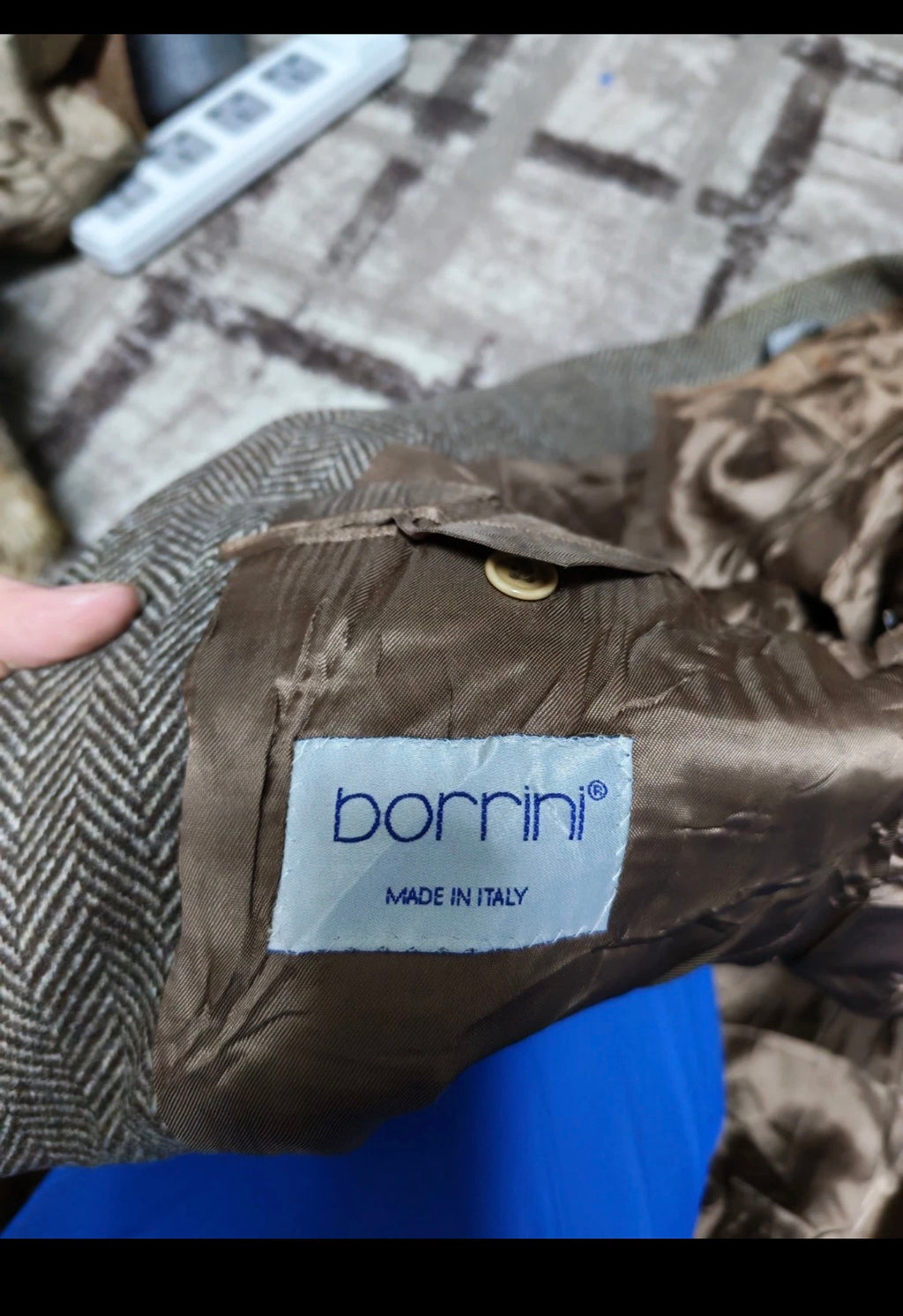 Vintage Borrini wool cashmere herringbone classic brown over coat 40R