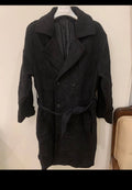 Vintage wool blend classic black belted double breasted over coat 44R 44S