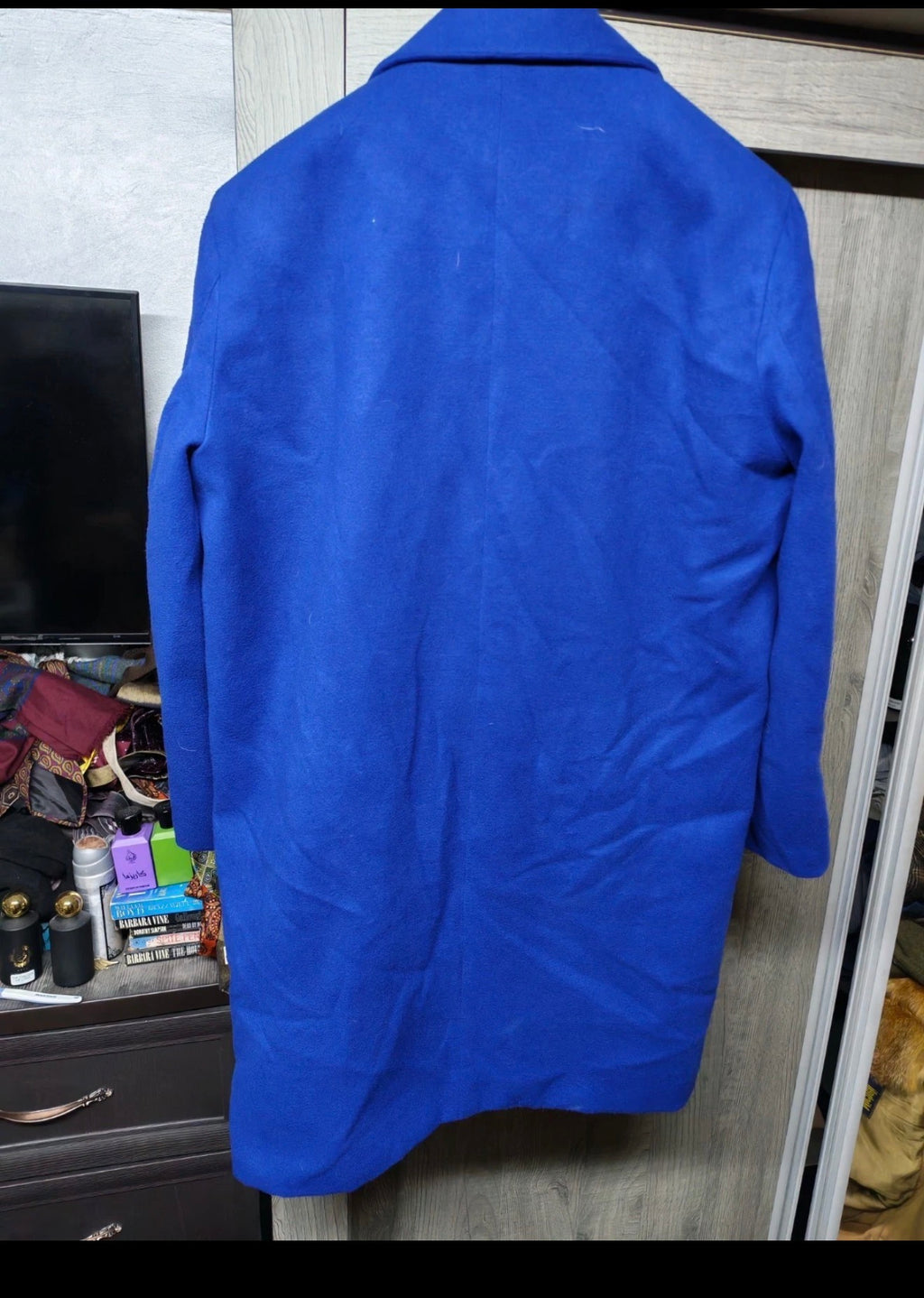 Classic style Cotton blended unique Azure blue top over coat 42R