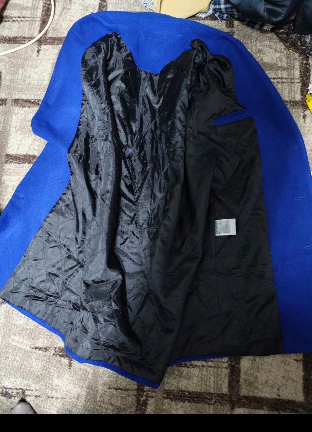 Classic style Cotton blended unique Azure blue top over coat 42R