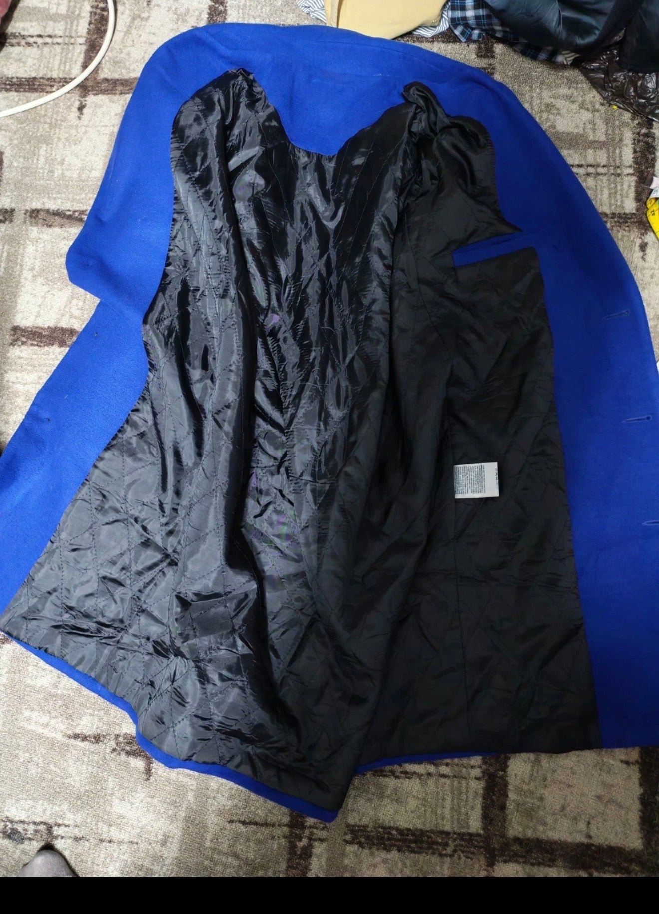 Classic style Cotton blended unique Azure blue top over coat 42R