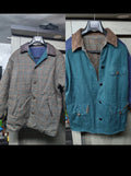 Vintage pure wool tweed houndstooth double face jacket coat 46R 46S XL