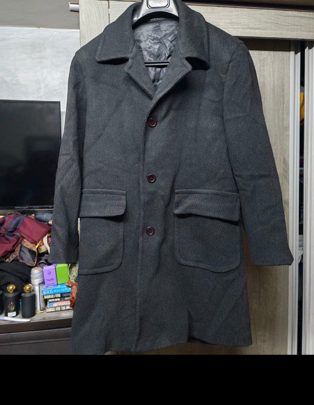 Vintage Wool blend classic Italian charcoal top over coat 42R