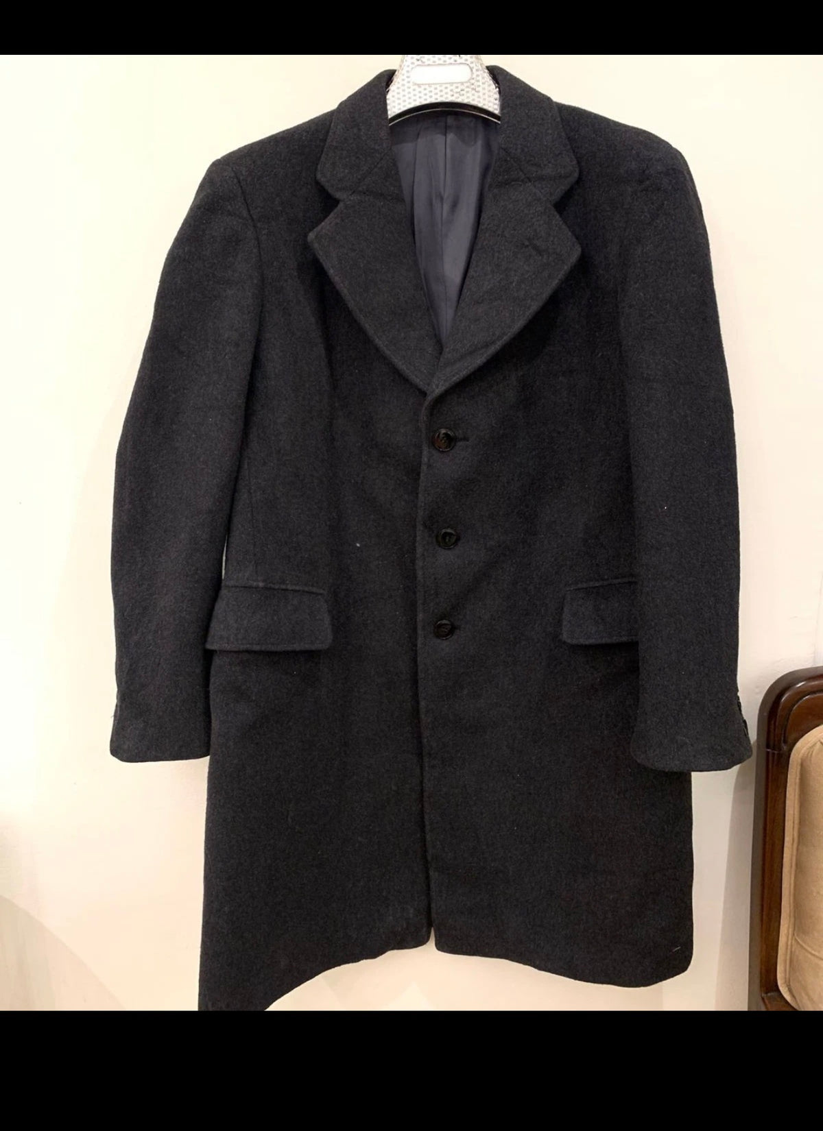Vintage pure Wool classic Italian charcoal top over coat 42R