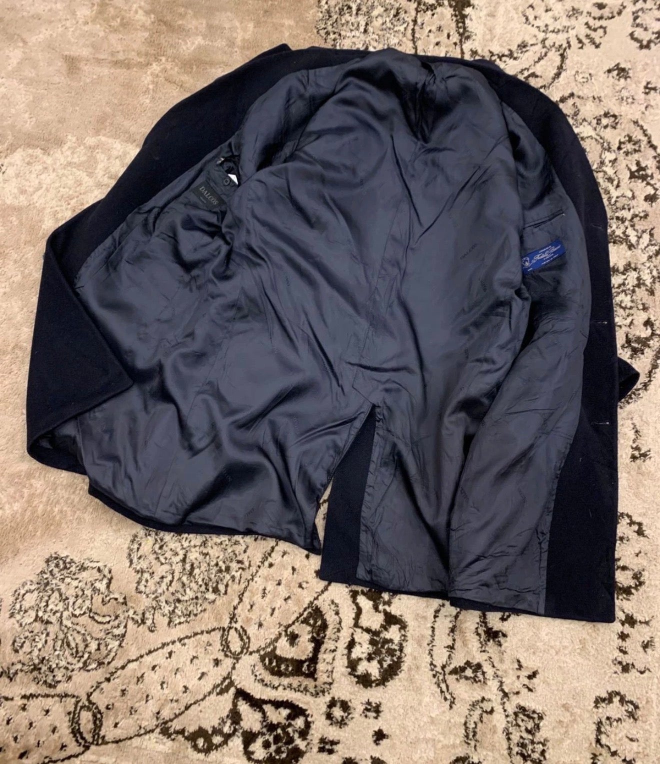 Vintage Dalcos Wool Cashmere blend classic Italian navy top over coat 48R XL