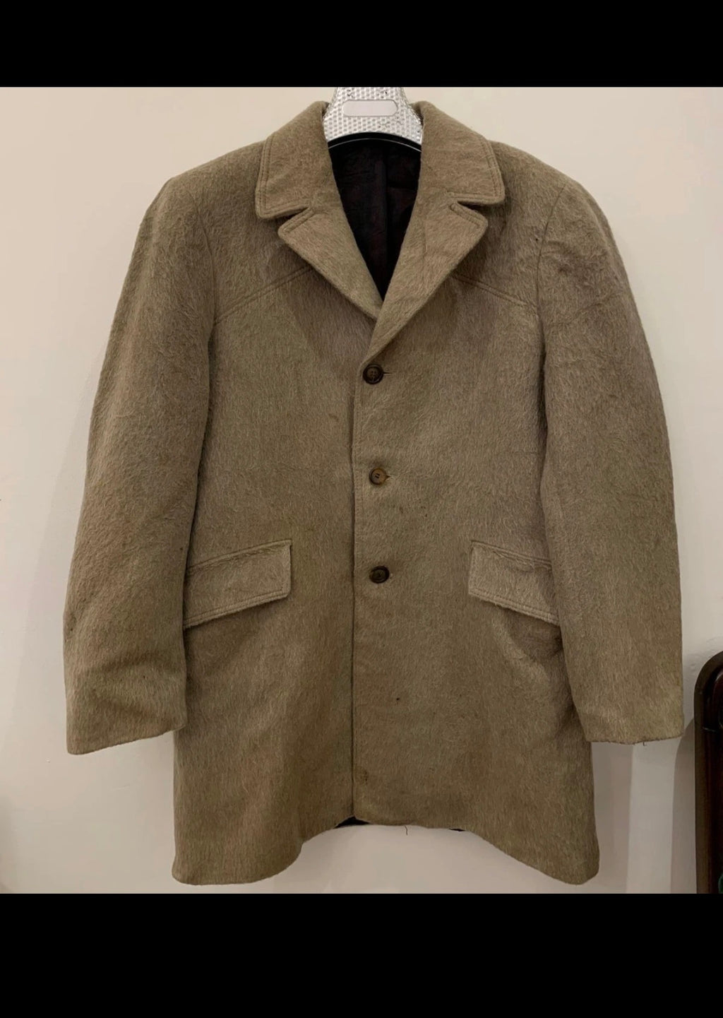 1970s Vintage Wool Mohair classic camel beige over coat 40R