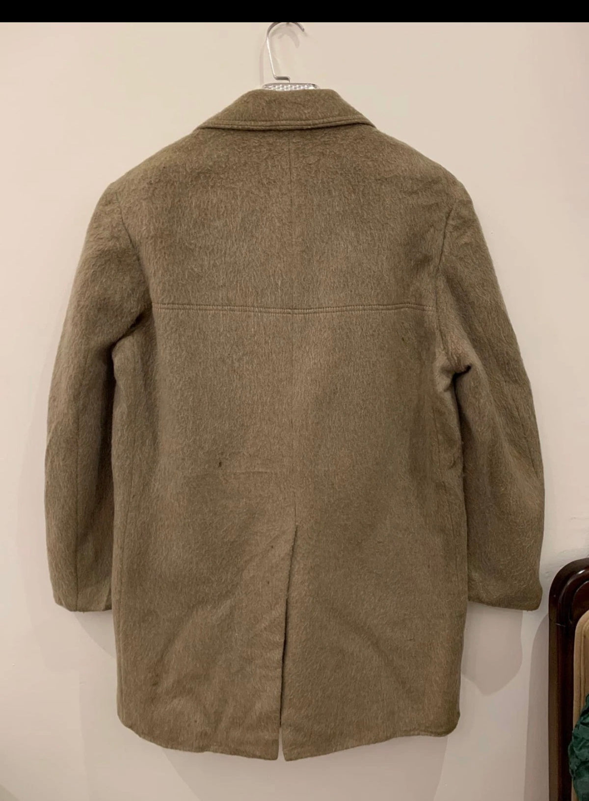 1970s Vintage Wool Mohair classic camel beige over coat 40R