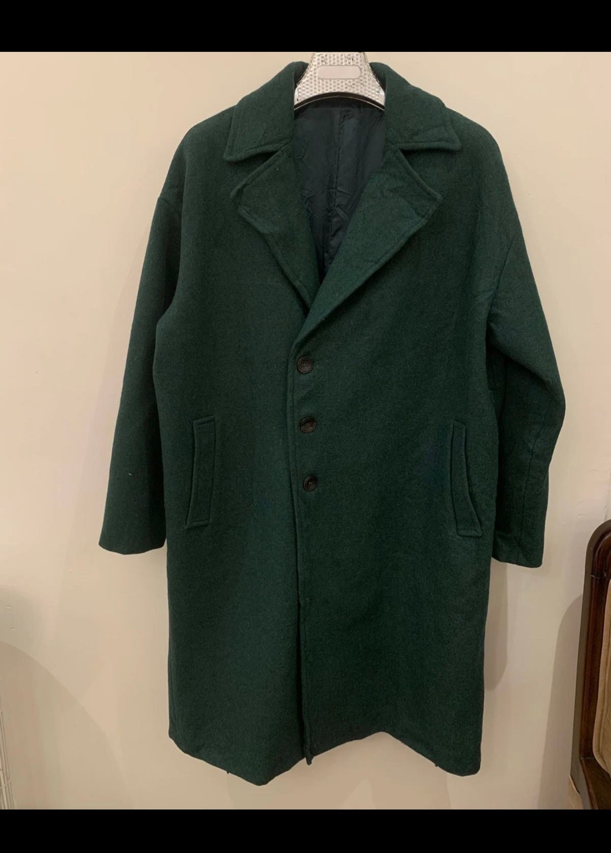 Classic style pure woollen wool green over coat 48R 48S XL