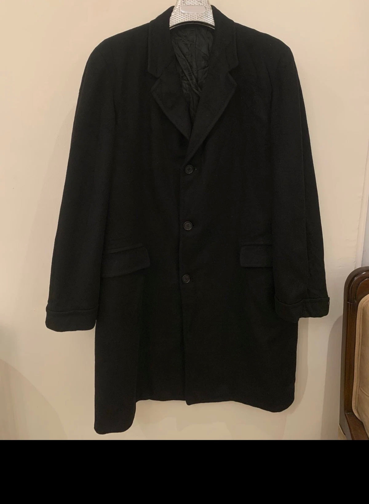 1960s Vintage 100% pure cashmere classic black suit over coat 50R 50L 2XL