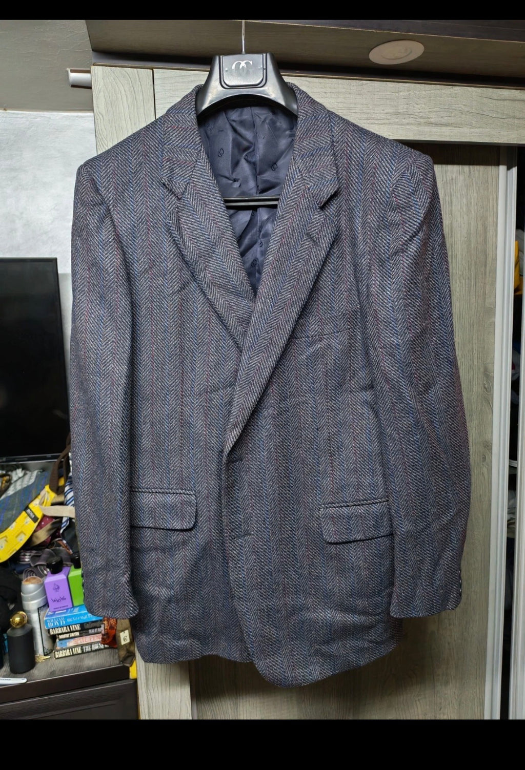 Vintage Christian Dior Monsieur Wool Cashmere herringbone jacket blazer 46R 46L