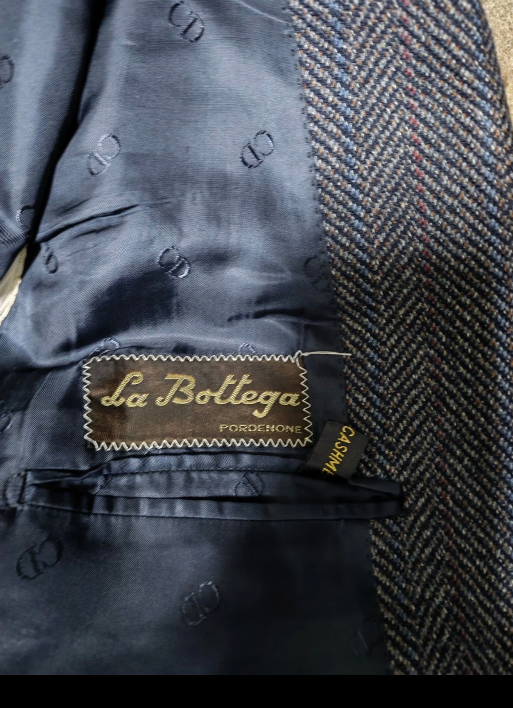 Vintage Christian Dior Monsieur Wool Cashmere herringbone jacket blazer 46R 46L