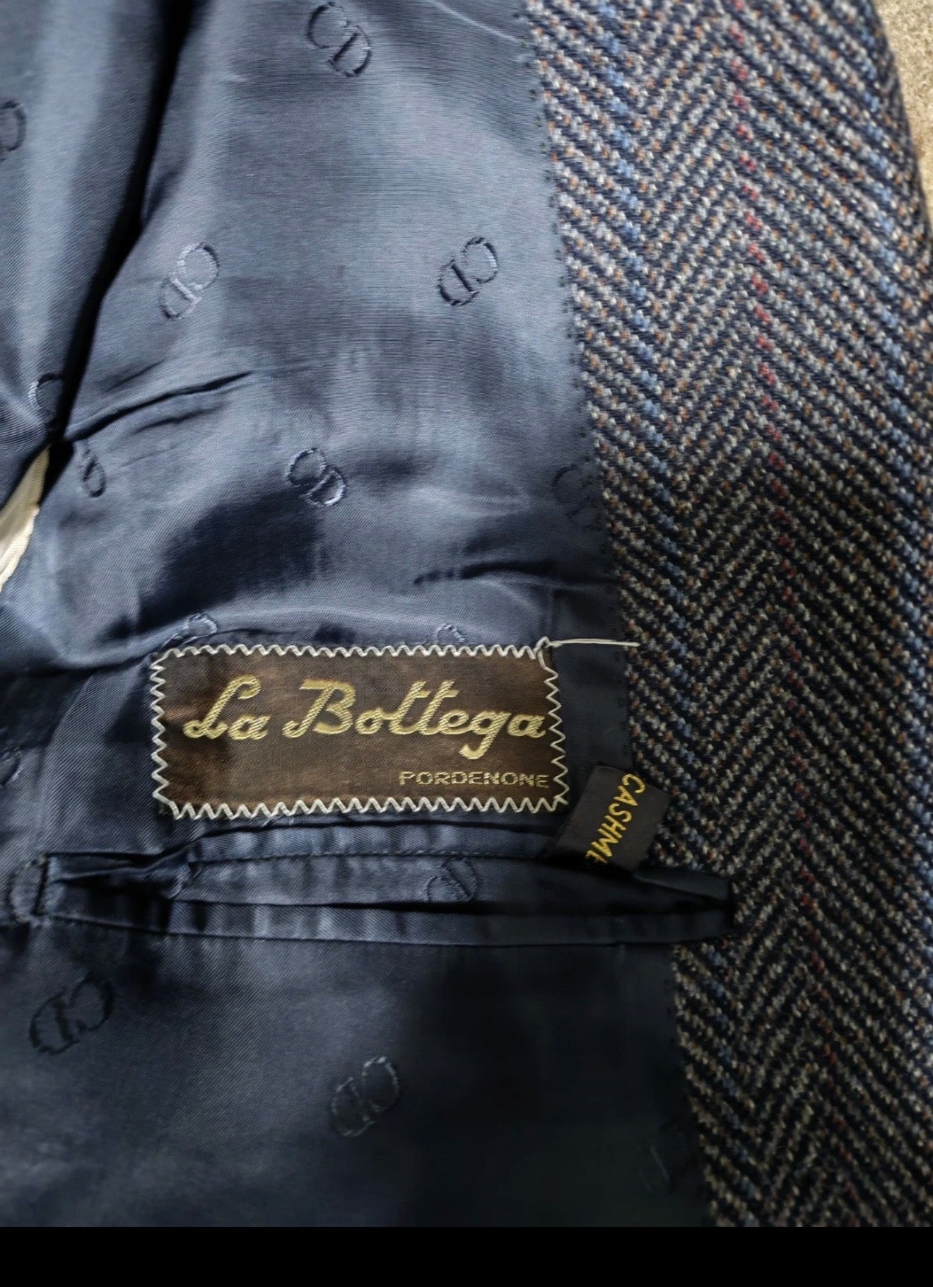 Vintage Christian Dior Monsieur Wool Cashmere herringbone jacket blazer 46R 46L