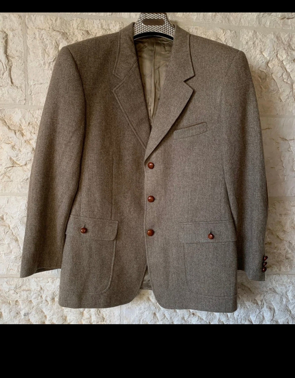 Vintage Bogner pure wool handwoven tweed classic brown hunting jacket blazer 42R